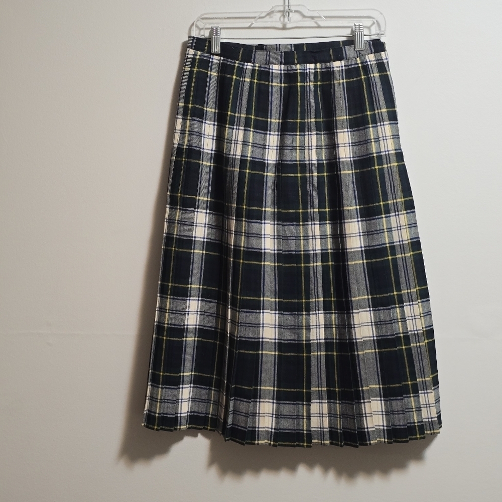 Vintage Surrey Classic Plaid Pure Wool Pleated Kilt Wrap Skirt - Picture 6 of 11
